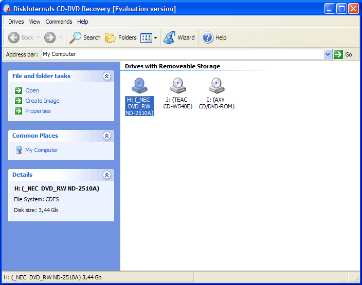 DiskInternals CD and DVD Recovery Screenshot
